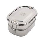 JVL Silver Stainless Steel Medium Double Layer Capsule Shape Single Layer Tiffin Box With Inner Plate