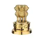 DSH Brass Ashoka Stambh Indian Emblem Four Lions Satyamev Jayete National Flag Embelled.