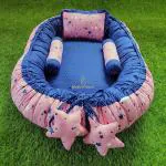 Motherhood Pink Cotton Baby Nest Bed With 3 Pillows Bedding Set