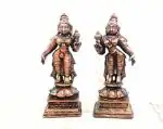 Searchers paradise Copper Idols of god Goddess Sridevi Bhuevi 416 Gram, 3.6 inches, Patina Antique Finish, Pack of 2 Piece