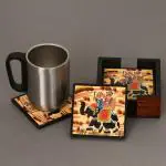 Webelkart Royal Rajasthani Round Bani Thani Tea/Coffee Coasters (Set of 6)