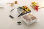 Netrowel Combo Plastic Classic Square Shape 4 Sections Multipurpose Dryfut Box And Masala (Spice) Box/Dabba/Organiser Box Set (Black &White)