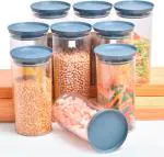 PREXO Grey Plastic Kitchen Grocery Storage Containers 1400 ml - PACK Of 9