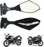 OBEROIS TRADERS R15 V4 / M Adjustable Rear View Dual Side Mirror with LED Turn Signal Indicator Bike Fairing Kit ()