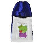 Ineffable Velvet Baby Blanket Wrap with Hood Cap/Baby Carrying & Bedding Sleeping Bag (Dark Blue)
