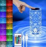 KSBOY Crystal Table Lamp with Touch Control USB Rechargeable Battery LED Lamp for Home.