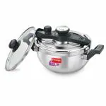 Prestige Clip-on Svachh Stainless Steel Spillage Control Kadai Pressure Cooker, 3.5 L (Silver)