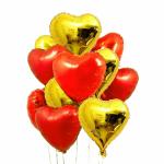 AMFIN (Pack of 10) 18 Inch Red & Gold Heart Shaped Balloons, Heart Shape Balloons for Decoration, Red Heart Balloons for Decoration, Gold Heart foil Balloons, Valentine Balloons - Red & Gold