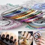 FOK Set of 10pc Nail Art Stripping Roll Tape With 1pc French Manicure Nail Art Tip Sticker For Pretty Nail Decoration