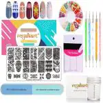 Royalkart Nail Art Kit For Women Professional 5 Dotting Pen Stamping Plate,Silicone Nail Stamper,Scraper,Nail Art Buffer,Fimo Clay Wheel,Finger Tip Guide Nail Art Tools