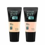 Loreal Maybelline New York Fit Me Matte+ Liquid Foundation, 115 Ivory, 18ml and 128 Warm Nude, 18ml combo Pack (1+1)