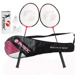 Feroc Organic Light Badminton Set2 Pink - 2 Racquets 3 Feather Shuttlecocks