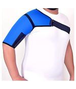 Kudize Shoulder Support Adjustable Neoprene Stretch Strap Wrap Belt Band Pads Gym Guard Brace Support Medical Posture Compression Shoulder Pad Blue (Right)