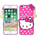 JOBINKA (Hello Kitty iPhone 7 Pink) Hello Kitty Rupper Back Case Cover |3D Cute| Soft Silicone Back Cover with Pendant Compatible for iPhone 7 / iPhone 8 (Pink)