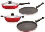 Nirlon 4 pcs of Non-stick Chemical Free Kitchen Cookware Essential Set