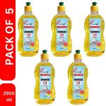 BUBBLEX Dishwash with Lemon for oil & washes off Kitchen Cleaner Dish Cleaning Gel 500ML (PACK OF 5)