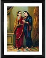 DECOR ADVENTURES Draupadi and Sudeshna by Raja Ravi Varma Wall Painting - 14x18 inch
