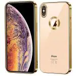 Trifty iPhone XS Max New CD Chrome Back Cover with Ring Logo Cut Pattern Electroplating Logo View Cover Compatible with Apple iPhone XS Max (Gold)