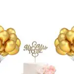 Festiko Gold Glitter Mr, Mrs Decoration, Bride, Groom To Be Decor, Husband And Wife, Bridal Shower, Wedding, Engagement Decoration Party Supplies Combo (Cake Topper, Balloons) 51 Pcs