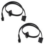 AdzMozi New ATX Mini 4 Pin to 2 x Right Angle SATA 15 Pin SATA HDD SSD Hard Drive Power Supply Adapter Cable Motherboard 45cm - Pack of 2