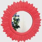 VAS Collection Home Wall mirror (40 cm X 40 cm, Red)