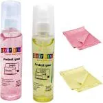 Sharp beak PERFUME Liquid Solution with Cloth to Clean Mobile/Laptop/TV Screen PACK OF 2 for Mobiles, Computers, Laptops, Gaming (2 PERFUME Cleaner Fluid Gel LCD Cleaning Kit PINK & YELLOW)
