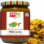 Add Me Home Made Heeng Mango Pickles 500gm Without Oil Aam ka Achar Hing Lonji Glass Pack