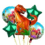 Grand Shop Multicolor Foil Green Star Foil Balloons, Dinosaur Foil Balloons, Dinosaur Printed Round Foil Balloons