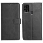 Profov Samsung F41 Flip Cover Case | Hand Stitched | Shockpooof | Wallet Style Leather Flip Back Cover for Samsung Galaxy F41 (Black)