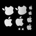 Shivoid Apple Logo Combo Pack for Mobiles, Laptops, Desktops, Ipads (Different Sizes) (Pack of 10) (Silver Chrome Glossy)
