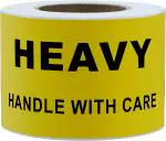 Blackdreams Yellow Handle With Care Special Shipping Labels Stickers - Small (Pack Of 100)