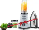 Longway Sage 500 Watt Juicer Mixer Grinder for Grinding, Mixing, Juicing with Powerful Motor & Kwid 1100 Watt Dry Iron | 2 Years Warranty (Gray & Black, 2 Jars, Combo Offer)