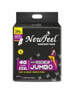 NEWFEEL XXXL Cottony Soft Sanitary Pads, 100% Leak-Proof, Heavy Flow (40 Pads XXXL)