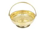 Spillbox Traditional Handcrafted Brass Flower Basket for Pooja/Worship - Leaf