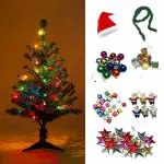 CraftVatika 2 Feet Christmas Xmas Tree with Light, 50 Decoration Ornaments, X-mas Tree Combo