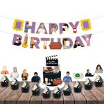 Festiko 12 Pcs Themed Combo Friends Birthday Party Decorations Friends Party Decorations, Birthday Party Supplies Purple (Banner, Cake Topper, Cupcake Topper)