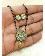 Jn Handicraft Alloy Copper-Plated Black, Green Jewel Set For Women