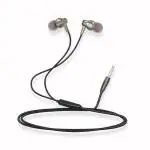 AMS 144 Wired In Ear Headphones with Mic, Pure Bass Sound, One Button Multi-function Remote, Angled Buds for Comfort fit (Black)