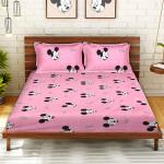 Kuber Industries Glace Cotton Disney Mickey Mouse Face Printed Double Bedsheet With 2 Pillow Covers,90x100,(Pink)