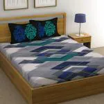 Huesland by Ahmedabad Cotton 144 TC 100% Cotton Double Bed Sheet with 2 Pillow Covers