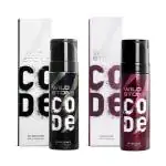 Wild Stone CODE Chrome and Iridium Body Perfume for Men, Pack of 2 (150ml each)|No Gas Deodorant|Long Lasting Body Spray