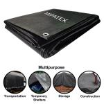 MIPATEX 150 GSM Tarpaulin Sheet with Aluminium Eyelets Black 21 x 15 ft