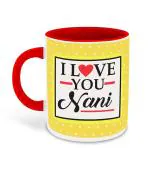 Whats Your Kick I Love You Nani Design Printed Red Ceramic Coffee Mug and Tea Mug 325ml