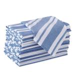 Encasa Homes Dining Table Napkins 12 pcs (1 Dozen) Set of Large 17 x 17 inch (43 x 43 cm) - Franca Blue Stripes - Heavy Eco-Friendly Cotton Fabric, Machine Washable for Dinner, Restaurant & Banquet
