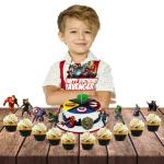 Festiko Superhero Birthday Party Supplies For Kids, Superhero Character Theme Party Decorations, Birthday Decorations, Happy Birthday Combo 11 Pcs (Cake Topper, Cup Cake Toppers)