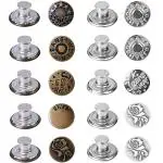 Hasthip 10Pcs Detachable Buttons For Jeans, No Sew Instant Loose Jean Button Pins Reusable Tightener Replacement Buttons For Clothes Adjustment, Hats Bags Decorations (Copper & Silver Combo)