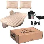 WolkomHome Car Bed with 2 Air Pillows,Car Air Pump Multifunctional Inflatable Car Bed Mattress Beige Universal for All Cars