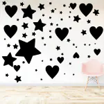 Ashamohar Love You Stars Wall Stickers Self Adhesive for Bedroom Dcor Boys Girls Sticker Self Adhesive Sticker Black (Pack of 1)