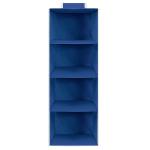 QUAIL Non-Woven 4 Compartment Cloth Hanging Organizer | Storage Wardrobe for Almirah Closet Organizer - Blue