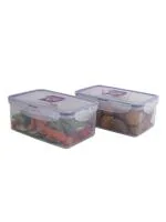 Lock & Lock Rectangular Plastic Airtight Food Storage Containers with Leakproof Lid 1.4 L (Set of 2)